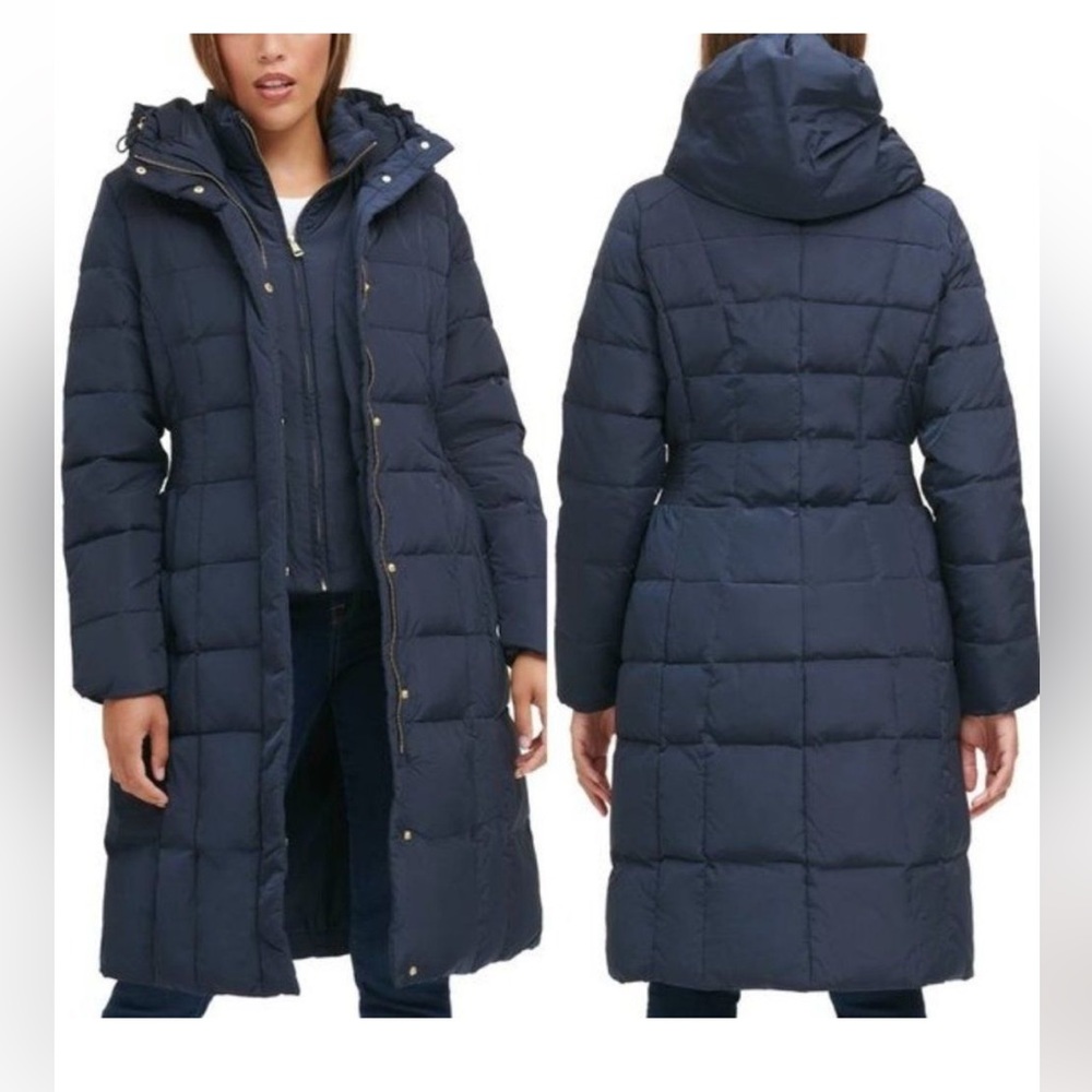 Cole Haan Signature Quilted Coat Inner Bib Gray Blue Color M